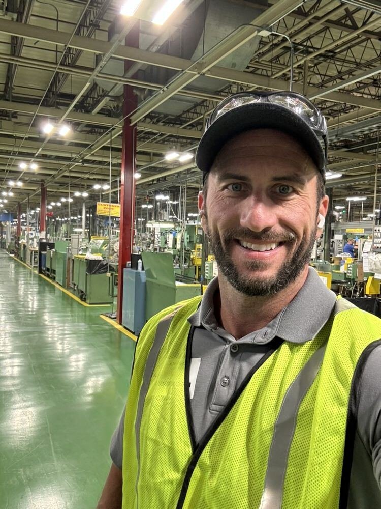 Jeffrey on a manufacturing plant floor